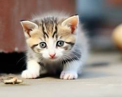 Foto de Mingau, um gato filhote de pelo marrom-acizentado